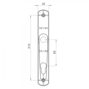 DOOR HANDLE AL EGE 85 MM AXIS LONG&WIDE 8003