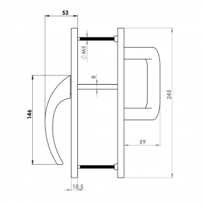 DOOR HANDLE AL EGE 92 MM AXIS LONG&WIDE D TYPE 9016
