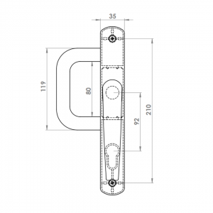 DOOR HANDLE AL EGE 92 MM AXIS LONG&WIDE D TYPE 9016
