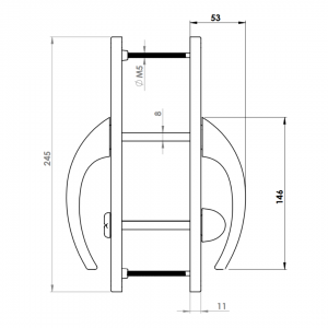 DOOR HANDLE AL EGE WC TYPE LONG&WIDE 9005 MATTE