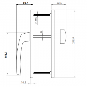 DOOR HANDLE AL JUMBO LARA 85 MM AXIS LONG&WIDE KNOB TYPE ELOXAL FINISH