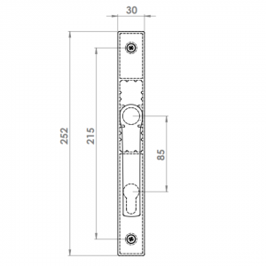 DOOR HANDLE AL LARA 85 MM AXIS 30 MM LONG&ANGULAR 7016