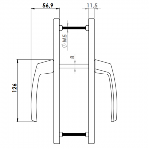 DOOR HANDLE AL LARA 85 MM AXIS 30 MM LONG&ANGULAR 7016