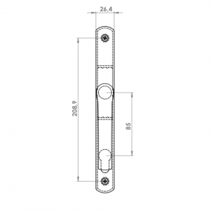 DOOR HANDLE AL LARA 85 MM AXIS LONG&NARROW 9005 MATTE