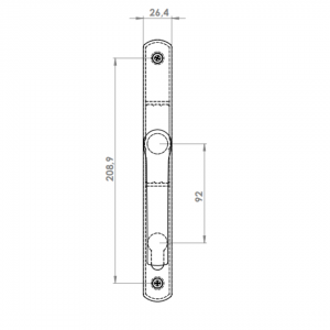 DOOR HANDLE AL LARA 92 MM AXIS LONG&NARROW 9005 MATTE