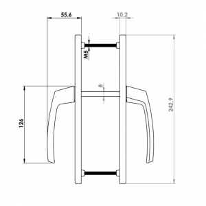 DOOR HANDLE AL LARA 92 MM AXIS LONG&NARROW 9005 MATTE