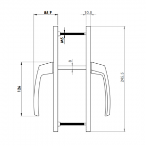 DOOR HANDLE AL LARA 92 MM AXIS LONG&WIDE 8003