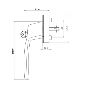 WINDOW HANDLE AL LARA ACOUSTIC LOCKABLE 9005 MATTE