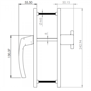 DOOR HANDLE AL MILANO 92 MM AXIS LONG&NARROW PULL TYPE 8003