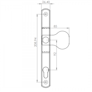 DOOR HANDLE AL MILANO 92 MM AXIS LONG&NARROW PULL TYPE 8003