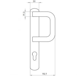 DOOR HANDLE AL MILANO 92 MM AXIS LONG&WIDE D TYPE 8003