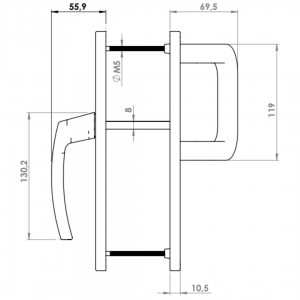 DOOR HANDLE AL MILANO 92 MM AXIS LONG&WIDE D TYPE 8003