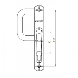 DOOR HANDLE AL MILANO 92 MM AXIS LONG&WIDE D TYPE 8003