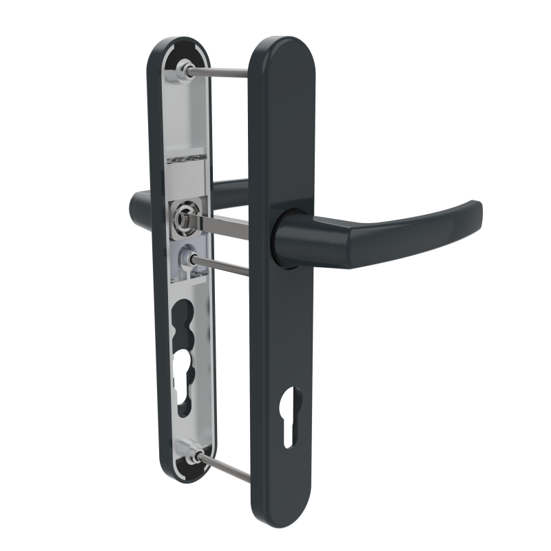 DOOR HANDLE AL MILANO 92 MM AXIS WITH ZAMAC BODY 7016