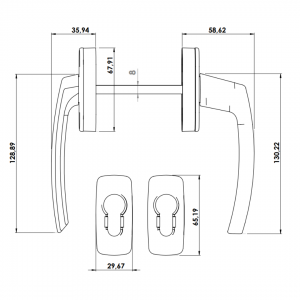 DOOR HANDLE AL MILANO FLAT LEVER WITH ROSETTE 8003