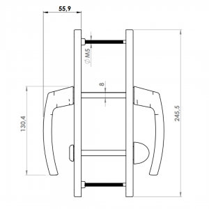 DOOR HANDLE AL MILANO WC TYPE LONG&WIDE CHAMPAHNE FINISH