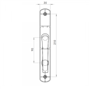 DOOR HANDLE AL MILANO WC TYPE LONG&WIDE CHAMPAHNE FINISH