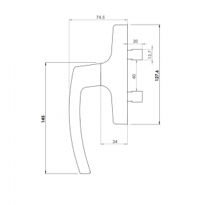 WINDOW HANDLE AL MILANO AXIAL DOUBLE FORKED 8003