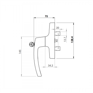 WINDOW HANDLE AL MILANO AXIAL DOUBLE FORKED LOCKABLE 8003
