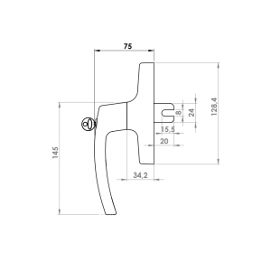 WINDOW HANDLE AL MILANO AXIAL SHORT FORKED LOCKABLE 8003