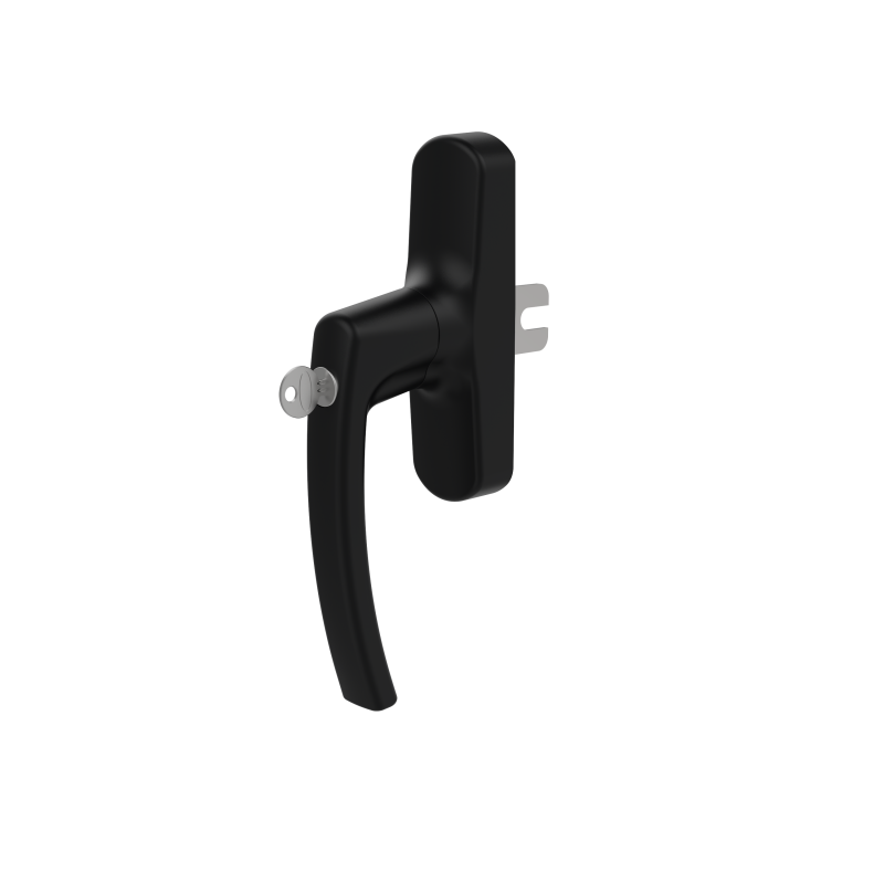 WINDOW HANDLE AL MILANO AXIAL SHORT FORKED LOCKABLE 9005 MATTE