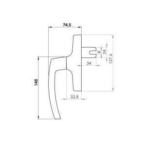 WINDOW HANDLE AL MILANO AXIAL SINGLE FORKED 9005 MATTE