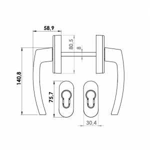 DOOR HANDLE AL JUMBO MILANO LEVER WITH ROSETTE 8003