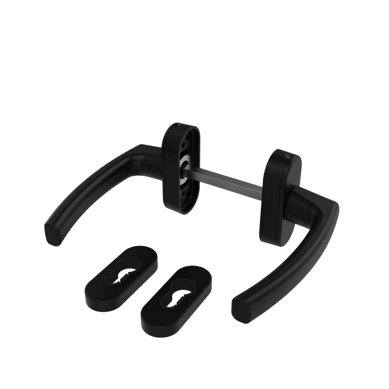 DOOR HANDLE AL JUMBO MILANO LEVER WITH ROSETTE 9005 MATTE