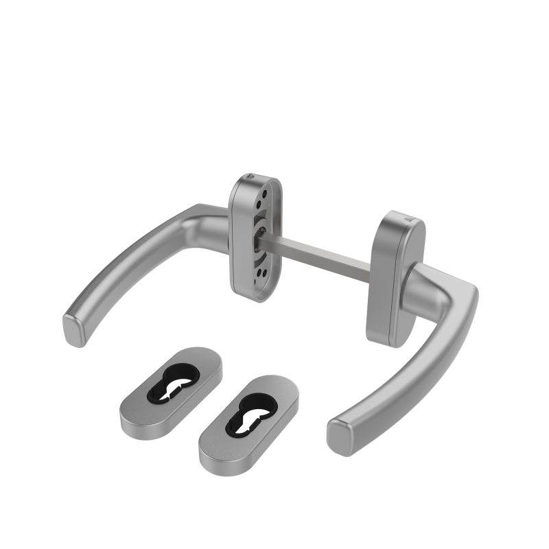DOOR HANDLE AL JUMBO MILANO LEVER WITH ROSETTE ELOXAL FINISH