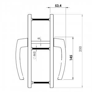 DOOR HANDLE AL JUMBO MILANO 92 MM AXIS WITH ZAMAC BODY ELOXAL FINISH