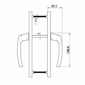DOOR HANDLE AL MILANO 85 MM AXIS 30 MM LONG&ANGULAR 9005 MATTE