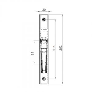 DOOR HANDLE AL MILANO 85 MM AXIS 30 MM LONG&ANGULAR 9016