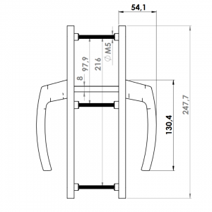 DOOR HANDLE AL MILANO 85 MM AXIS WITH 30 MM ZAMAC BODY ELOXAL FINISH