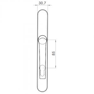 DOOR HANDLE AL MILANO 85 MM AXIS WITH 30 MM ZAMAC BODY ELOXAL FINISH