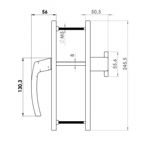 DOOR HANDLE AL MILANO 85 MM AXIS LONG&WIDE PULL TYPE 9005 MATTE
