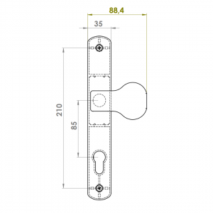 DOOR HANDLE AL MILANO 85 MM AXIS LONG&WIDE PULL TYPE 9005 MATTE