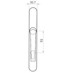DOOR HANDLE AL MILANO 92 MM AXIS WITH 30 MM ZAMAC BODY 9016