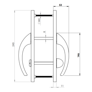 DOOR HANDLE AL EGE WC TYPE LONG&WIDE ELOXAL FINISH